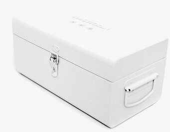 Bild av stilren och funktionell vit förvaringslåda