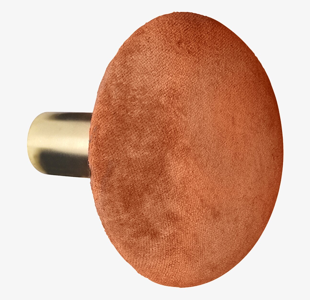 Bild av rund sammetknopp i kryddig terrakottafärg