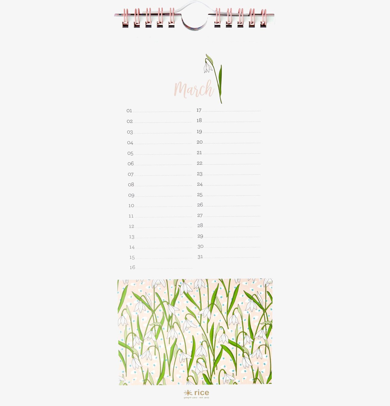 Evighetskalender - Födelsedag från Rice med snödroppemotiv