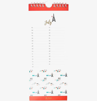 Bild av stilren evighetskalender med franskt tema