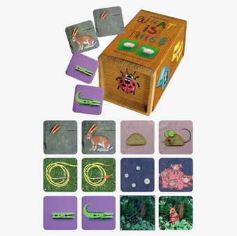 Bild av färgglatt memoryspel med djur och naturmotiv
