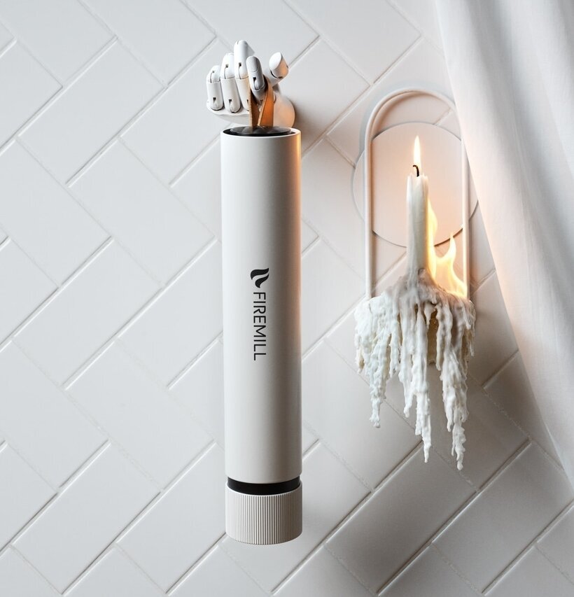 Firemill Ice från Firemill på vit kakelvägg med ljus