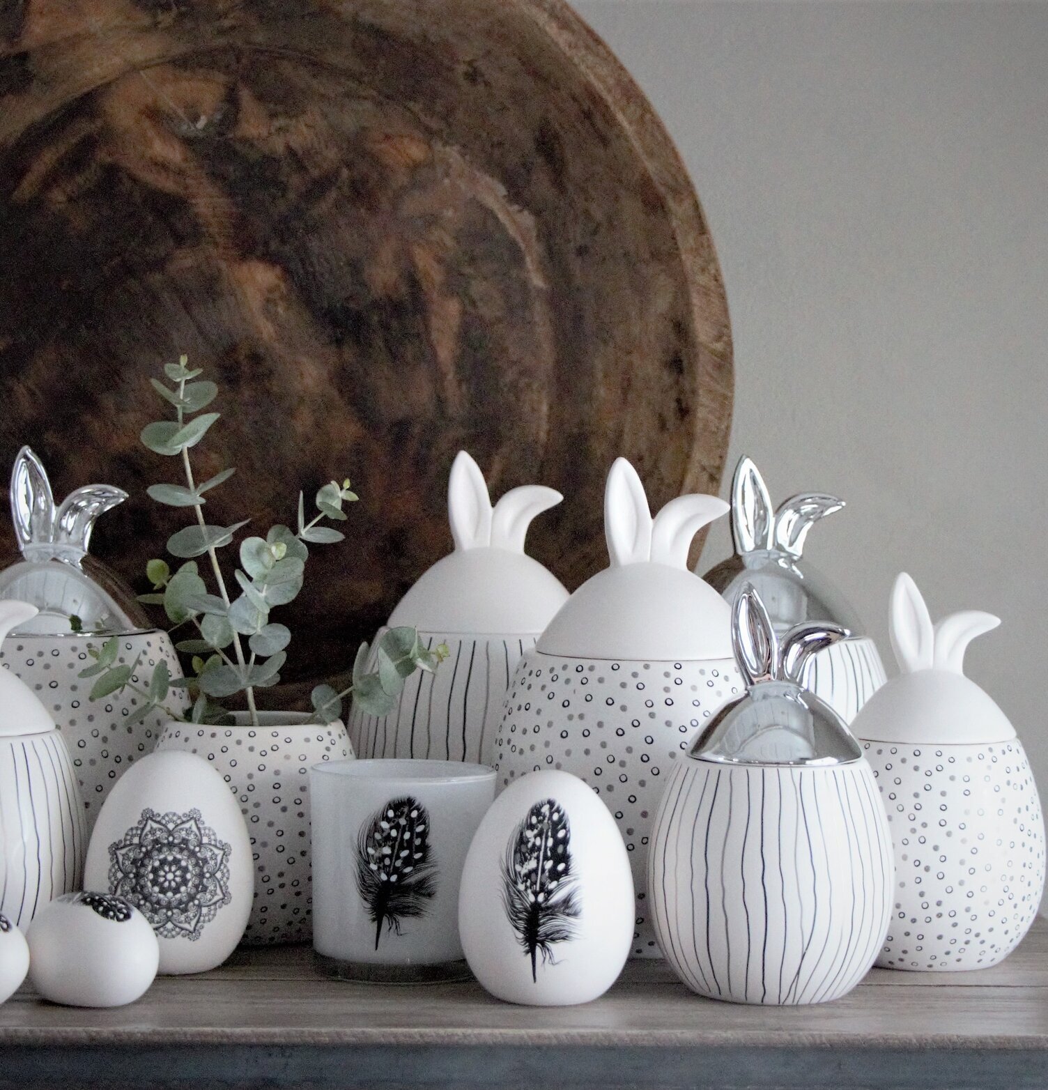 Rabbit Jar Prickig Vit L från Majas Cottage med kaninhuvud