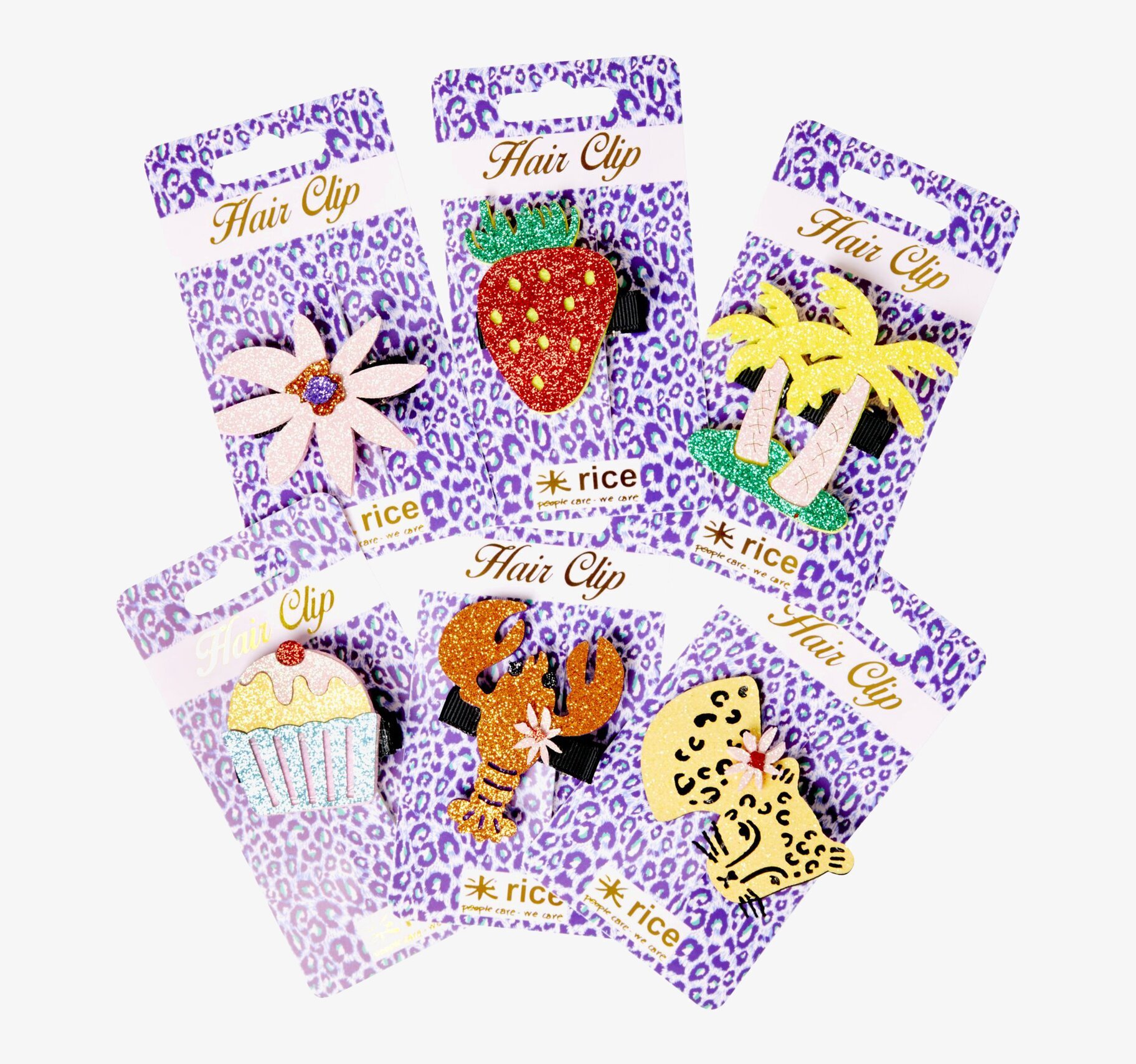 Hårspänne Glitter från Rice med färgglada och glittriga motiv