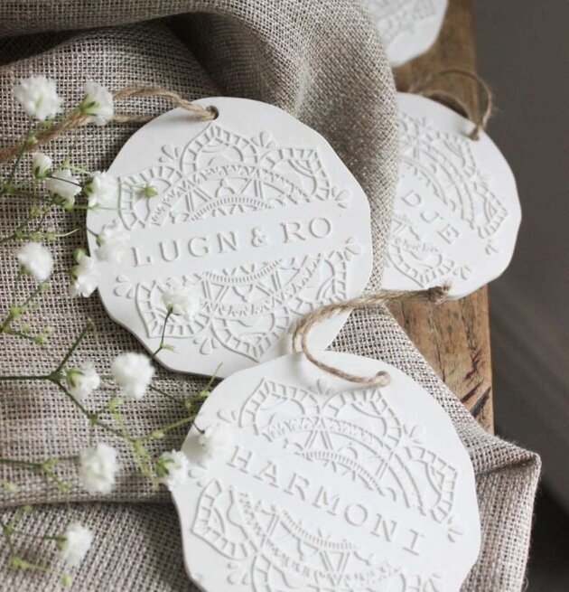 Doftmandala Harmoni från Majas Cottage på linnetyg med blommor