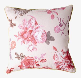Bild av stilfull kudde med rosenmönster och blommotiv