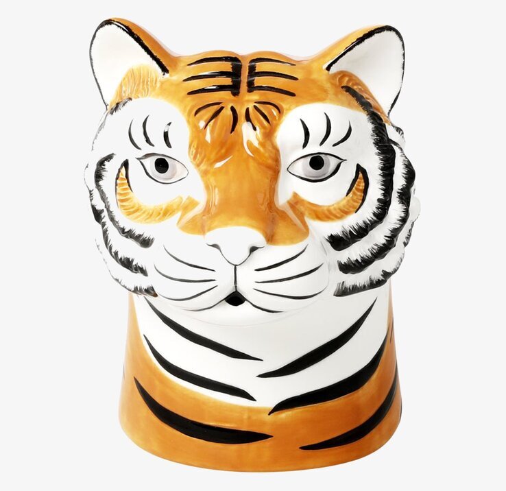 Vas - Tiger från Rice: Keramisk tigerformad vas med detaljer