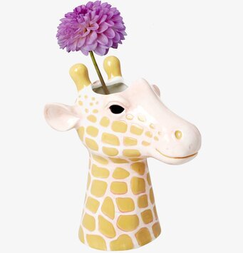 Bild av iögonfallande vas formad som ett giraffhuvud