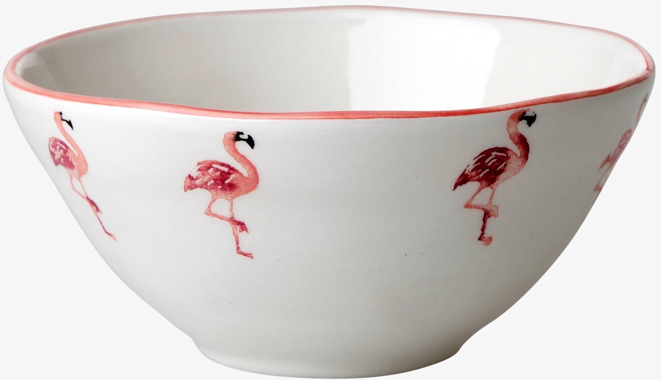 Keramikskål Flamingo från Rice med handmålade flamingor