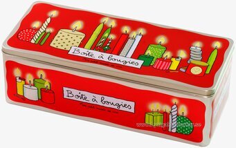 Bild av färgstark plåtburk med stearinljusmotiv