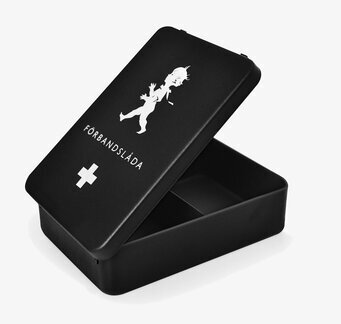 Bild av svart medicinskåp med minimalistisk design