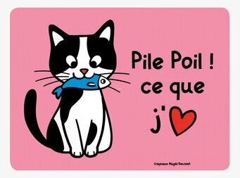 Bild av lekfullt underlägg med katt och färgglad design