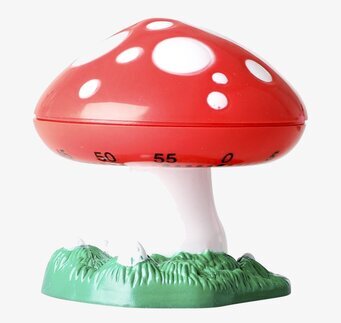 Bild av en svampformad kökstimer med livfull design