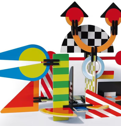 Bild av livfulla geometriska former och färgrik konst