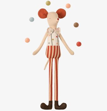 Foto av charmig musleksak med cirkustema och stiltoner