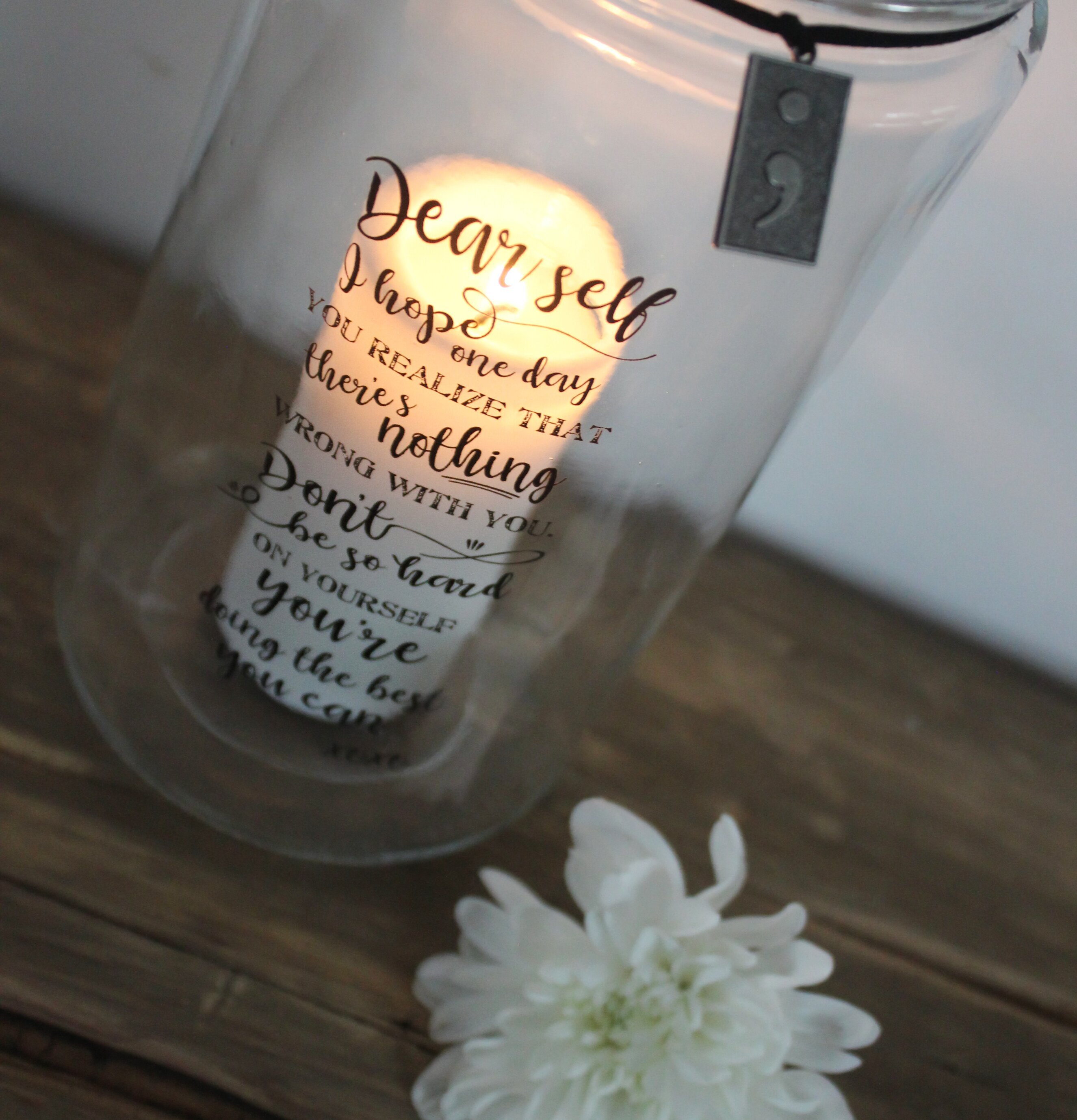 Lykta Dear Self från Majas Cottage med inspirerande text