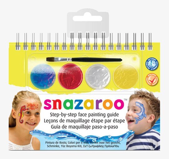 Bild av färgglatt ansiktsmålningsset med barn i fokus