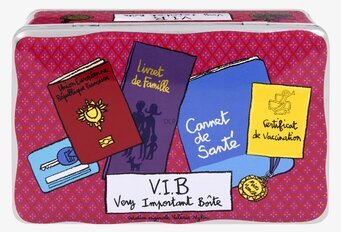 Bild av färgglad plåtburk för viktiga dokument