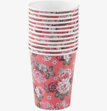 Bild: Livfulla pappersmuggar med blommönster för fest