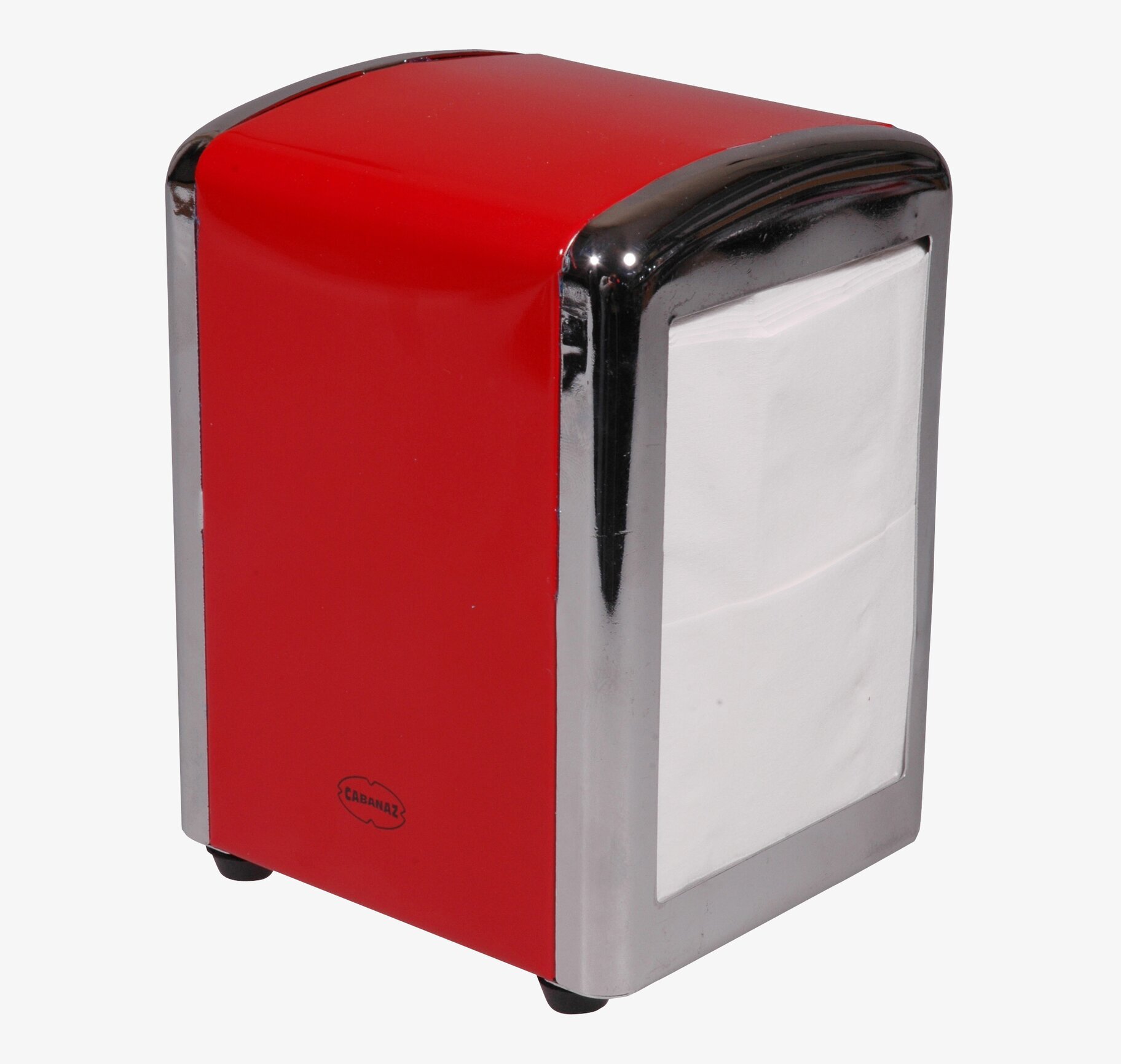 Servettställ Röd från Cabanaz i metall med kromdetaljer