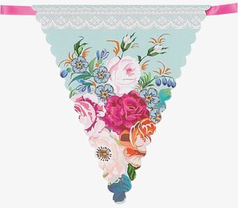 Bild av vimpel med blommor och spets för festdekoration