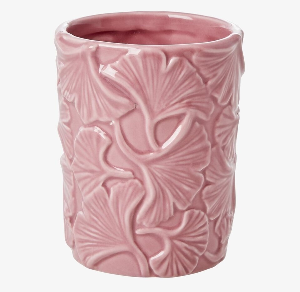 Tandborstmugg Dusty Pink från Rice med blommigt mönster