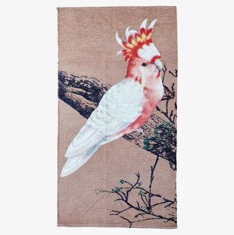 Bild av matta med cockatoo-design och naturliga toner