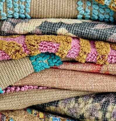 Bild av färgglada och texturrika mattor för hemmet