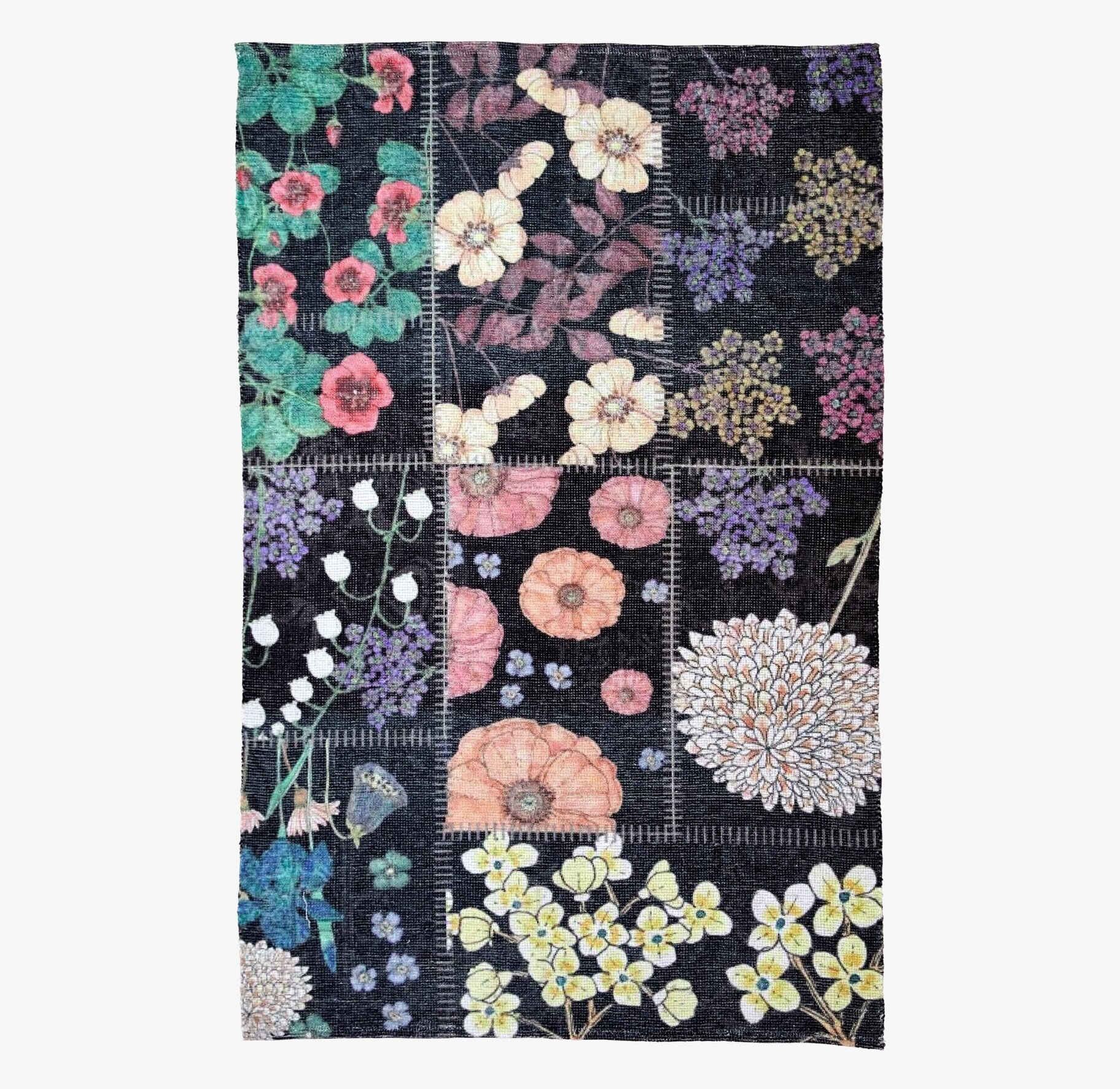 Matta Flowers från Rice med färgstarkt, detaljerat blommönster