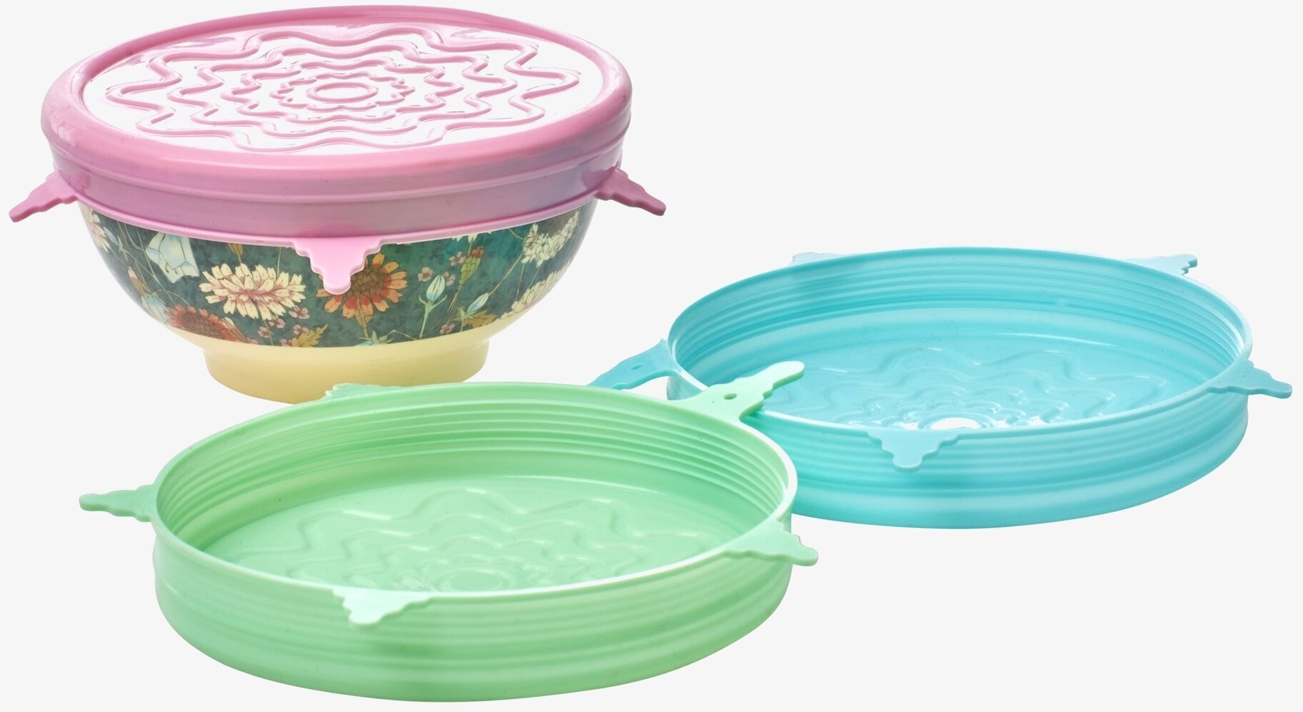 Silikonlock Melaminskål från Rice i livfulla färger och mönster