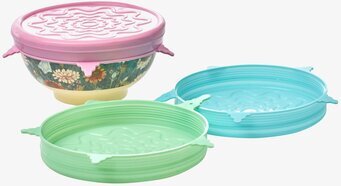 Bild av färgglada silikonlock för melaminskålar