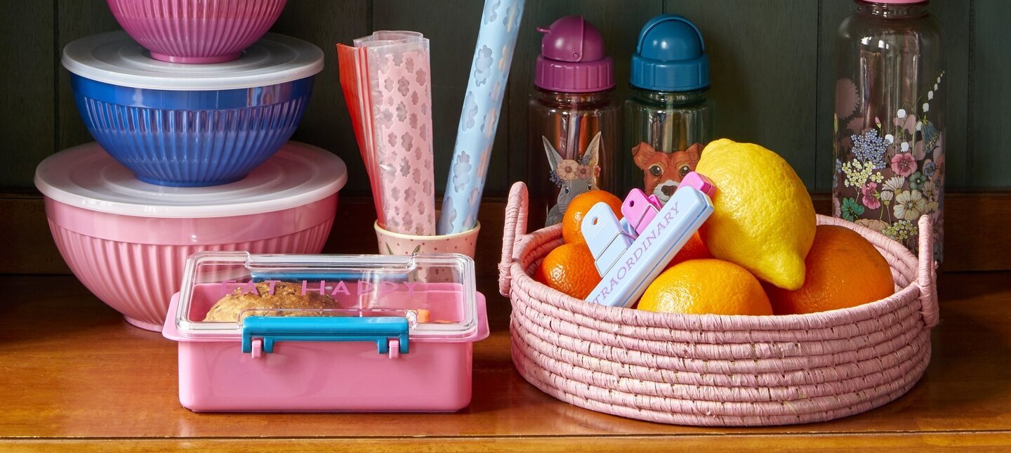 Skålar Melamin 3-Pack Dryckesflaska Flower Collage Print Lunchbox Eat Happy Pink Farm Animals Green Aluminiumfolie Guld