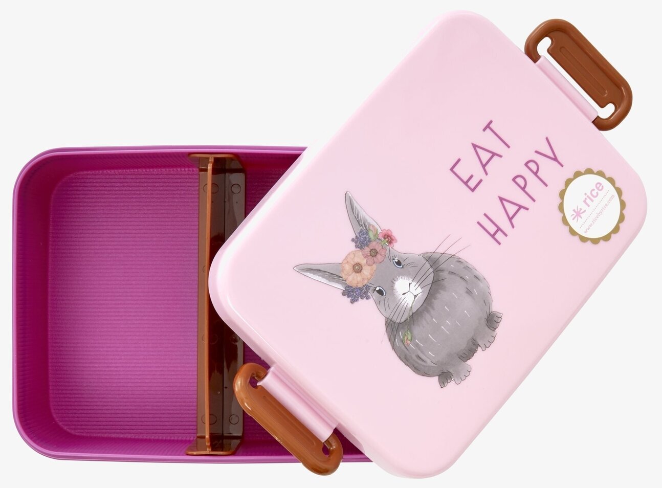 Lunchbox Farm Animals Print Pink från Rice med kaninmotiv