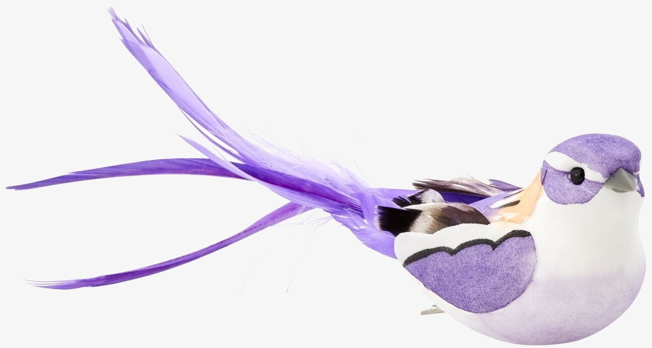 Dekorationsfågel Med Clip från Rice i vit och lila färg