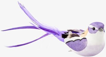 Bild av dekorativ fågel med lila fjädrar och clip