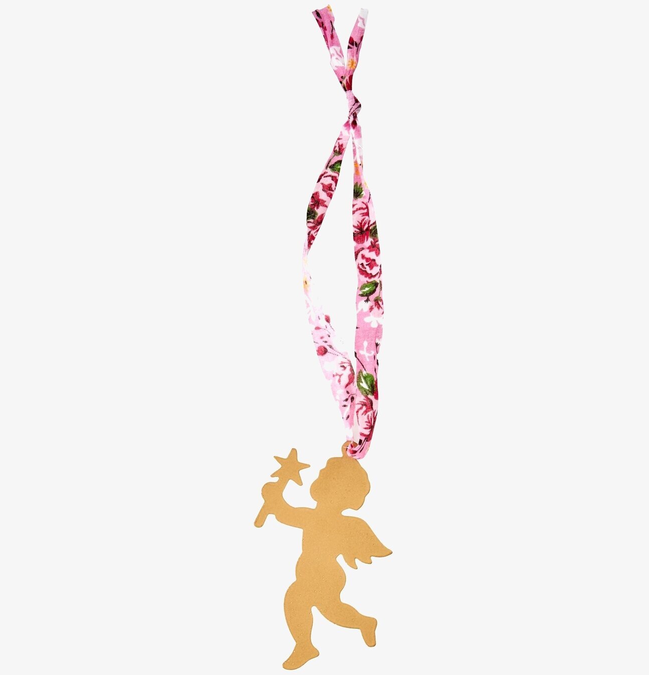 Bild av prydnadsängel med färgglatt mönstrat band