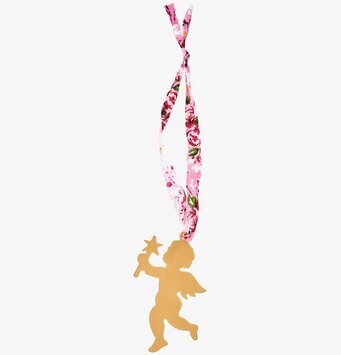 Bild av prydnadsängel med färgglatt mönstrat band