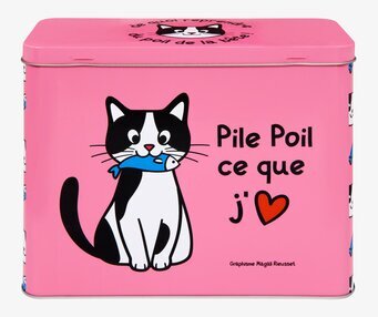 Bild av rosa kattburk med stilren design och humor