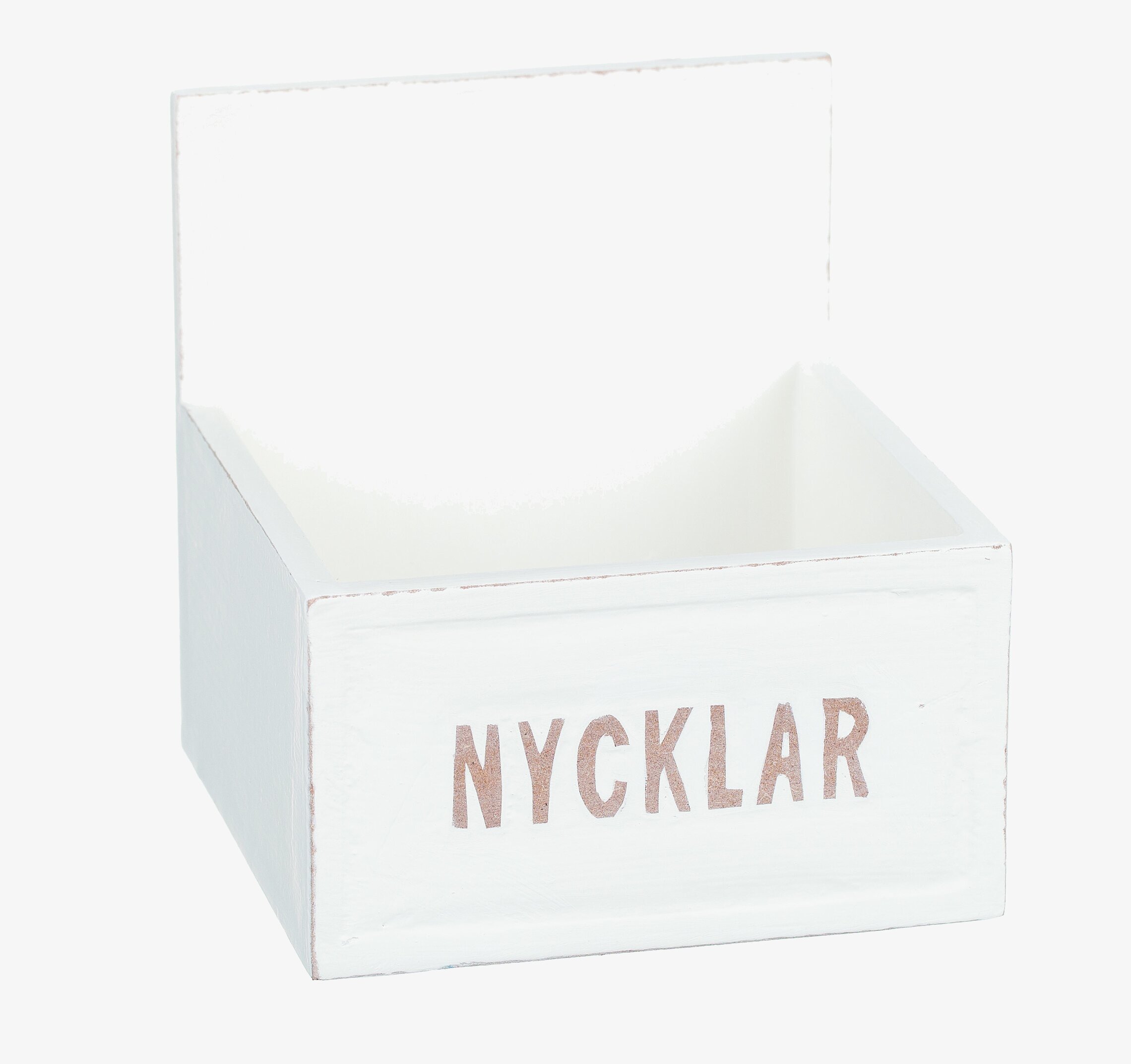 Trälåda Nycklar från Different Design, vit med brun text