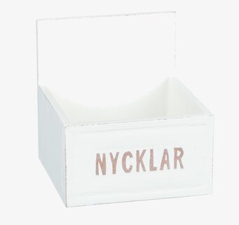 Foto av stilren och praktisk trälåda för nyckelförvaring