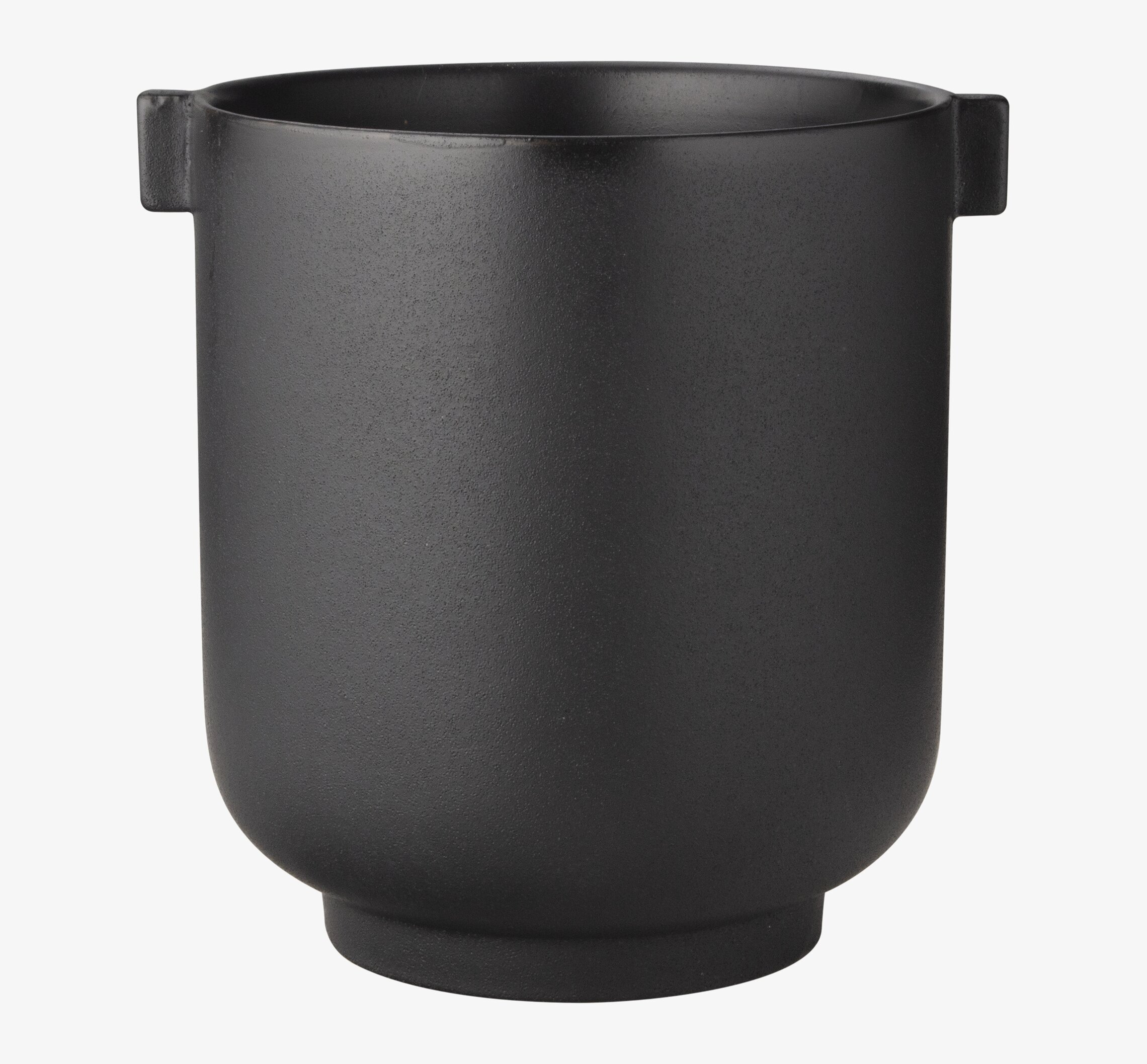 Bild av stor svart kruka med öron och modern design