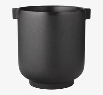 Bild av stor svart kruka med öron och modern design