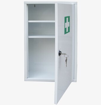 Bild av ett medicinskåp med säker låsning och förvaring