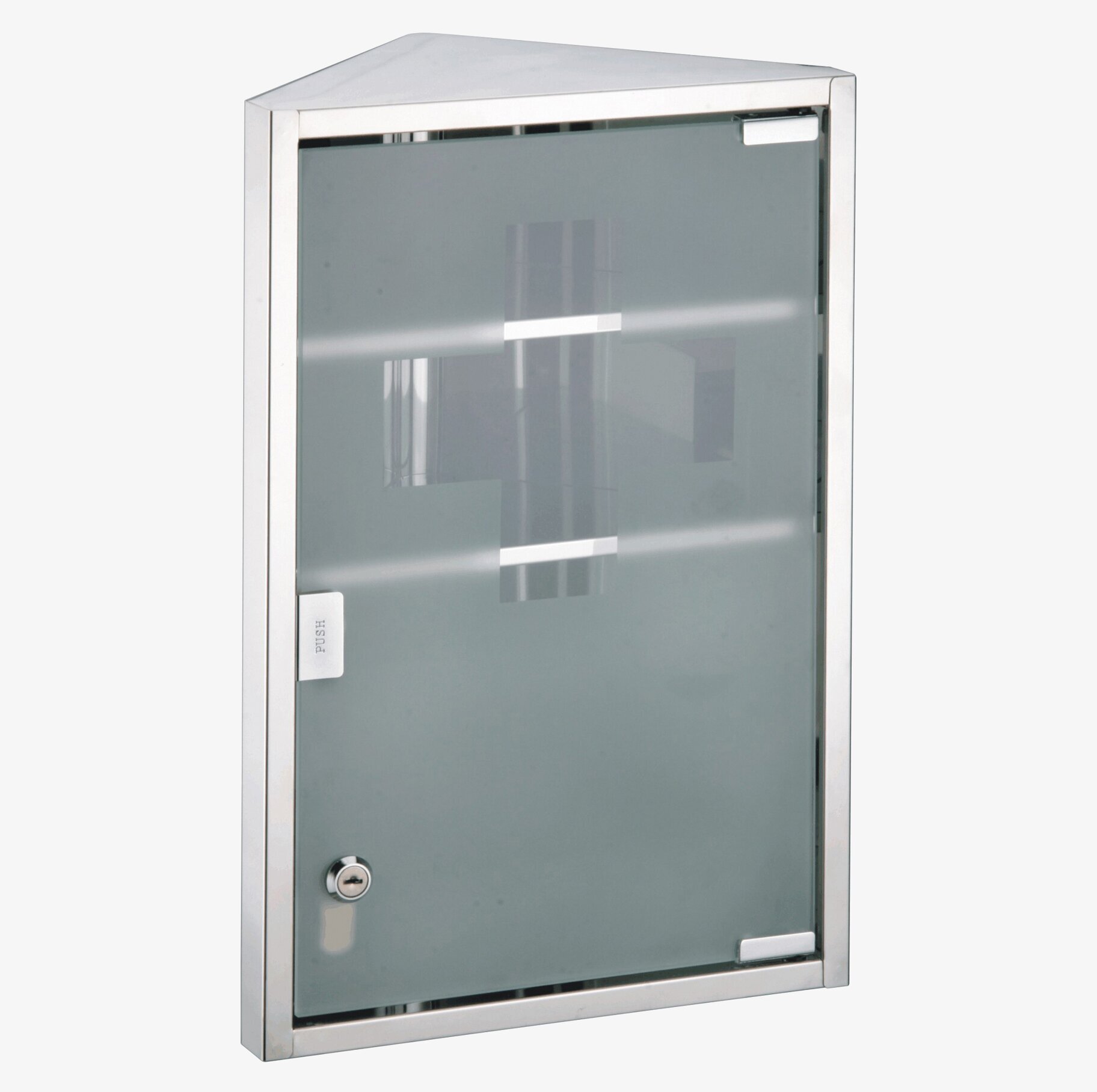 Bild av hörnskåp med frostat glas och låsbar dörr