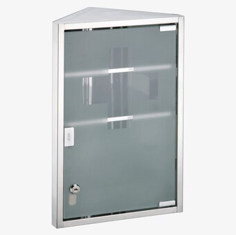 Bild av hörnskåp med frostat glas och låsbar dörr