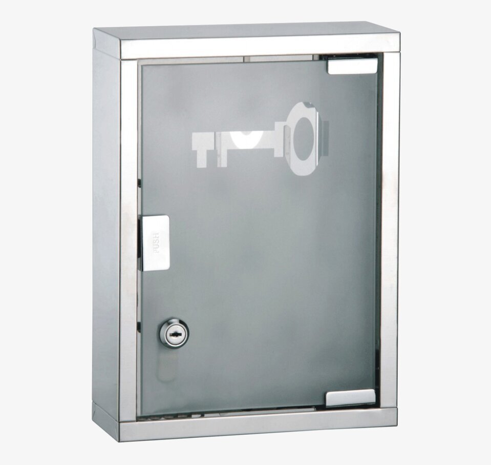 Nyckelskåp Rostfritt Stål från Demerx med glasdörr och lås