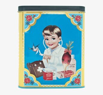 Bild av färgglad retroinspirerad första hjälpen-box