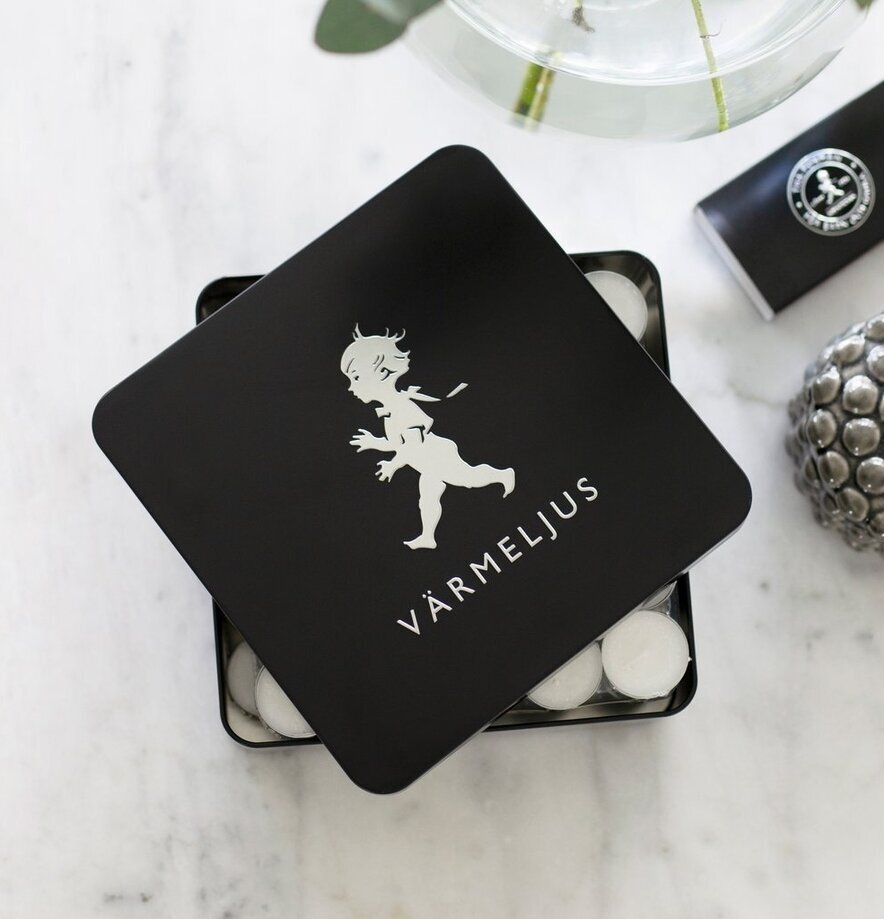 Plåtburk Värmeljus Svart från Solstickan på marmoryta