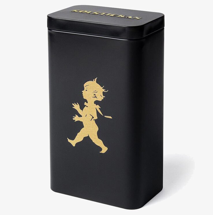 Plåtburk Kaffe Svart/Guld från Solstickan med gulddekoration