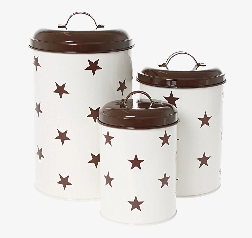 Tre burkar Burk Star från By ON med bruna stjärnmönster